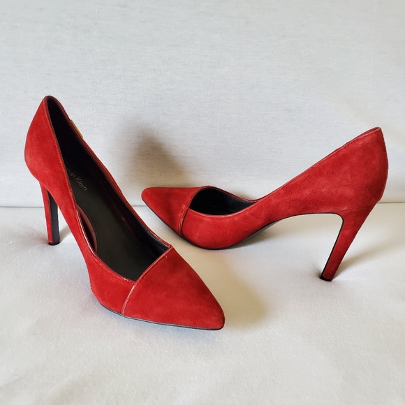 Calvin Klein CALIDA Red Suede Pumps - Picture 3 of 7